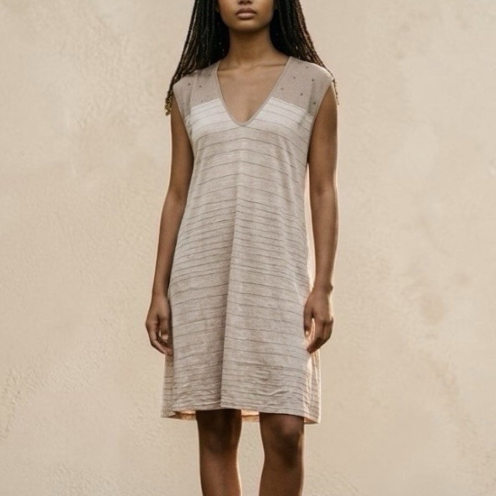 NWT Johnny Was Pete & Greta Linen Shirt Dress Sz L Sandy‎ Beige